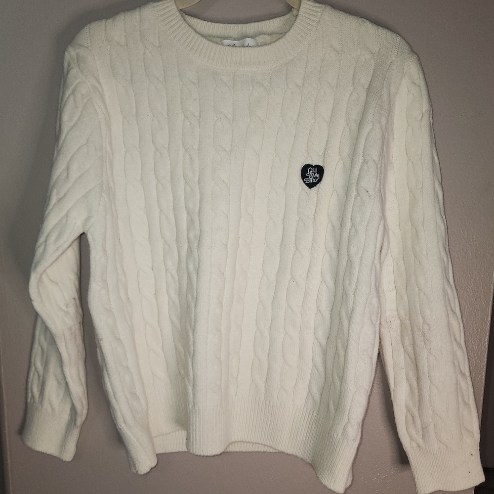 Call Me Baby ❤️ - Cable Knit Cream Sweater - Sz L NWOT